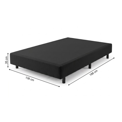 Base Box Sommier Tapizada Negra para Colchón 138x188x35 Simple