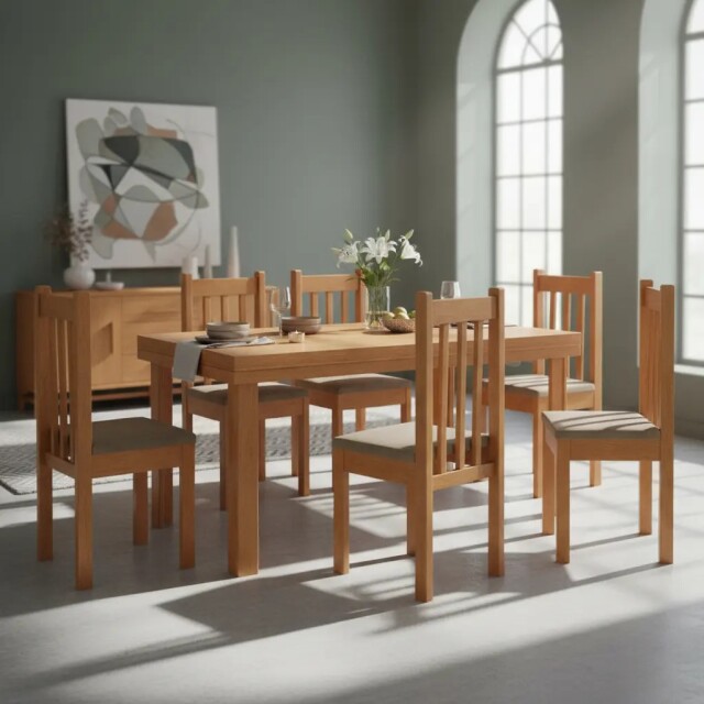 JUEGO DE COMEDOR MESA Y 6 SILLAS TODO EN MADERA MACIZA JUEGO DE COMEDOR MESA Y 6 SILLAS TODO EN MADERA MACIZA