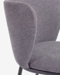 Taburete Ciselia de chenilla gris oscuro y patas de acero con acabado negro altura 65 cm