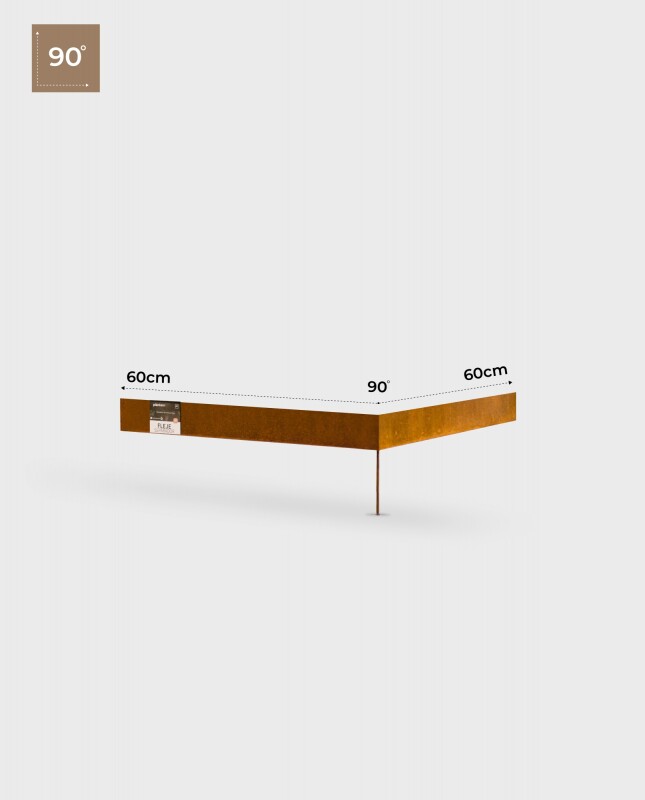 Fleje Separador 90° 7cm x 60cm x 60cm - Acero corten 2mm - 1 estaca