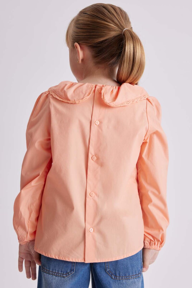 Blusa manga larga cuello y botones espalda Salmón