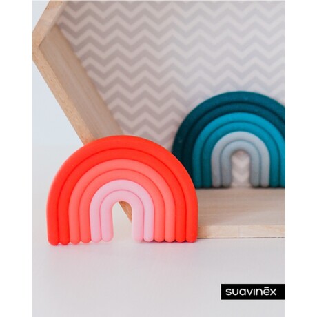 Mordedor Mordillo Arcoíris en Silicona p/ Bebés +0M Suavinex Rosa
