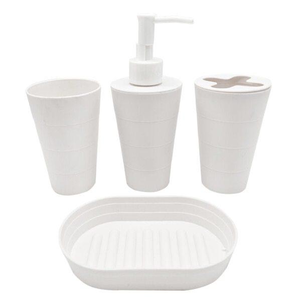 Kit Set Dispensador Jabon Y Porta Cepillo Soporte Cepillos Variante Color Blanco