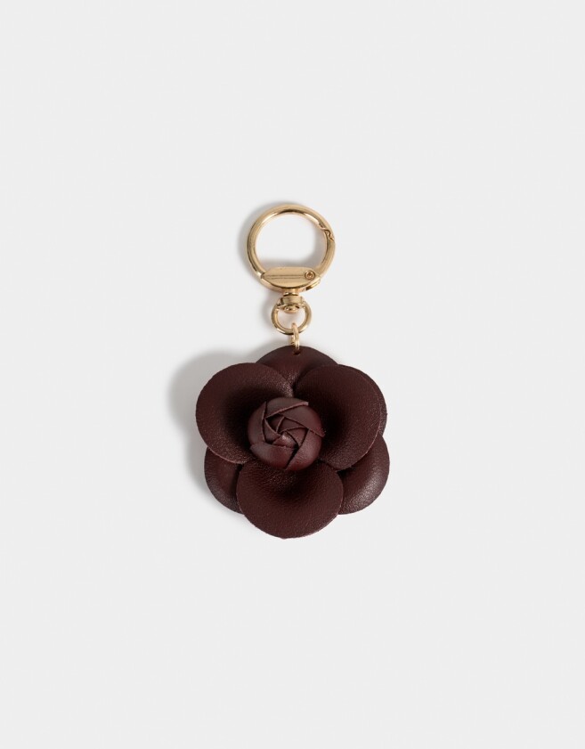 Llavero PU Llavero Y Charm Con Flor De Pu - Rojo Burdeaux