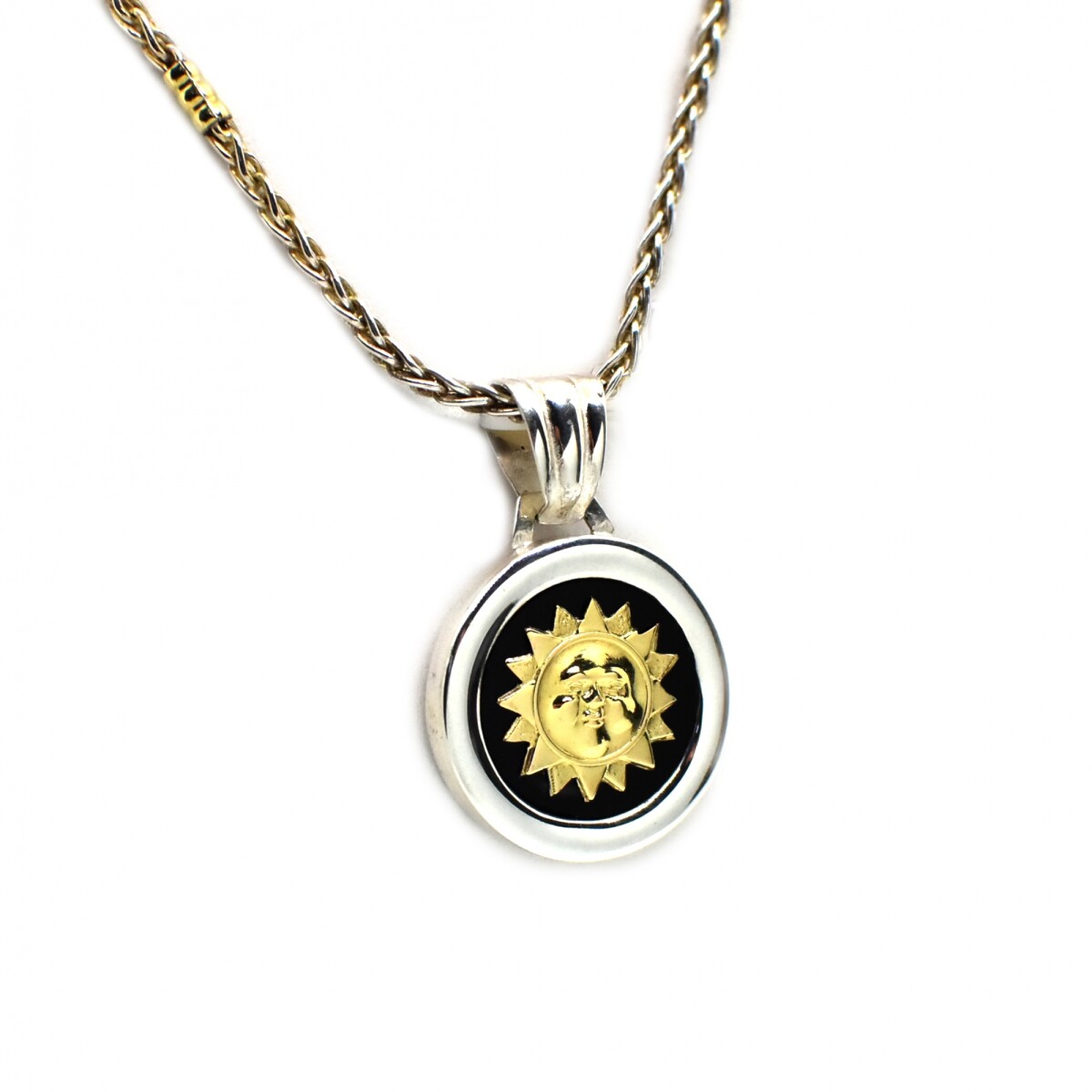 Cadena y Colgante en Oro y Plata 925 con Onix 