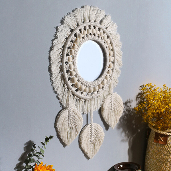 Espejo Redondo Tejido En Macrame 30CM Espejo Redondo Tejido En Macrame 30CM