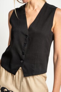 Chaleco Lino Negro