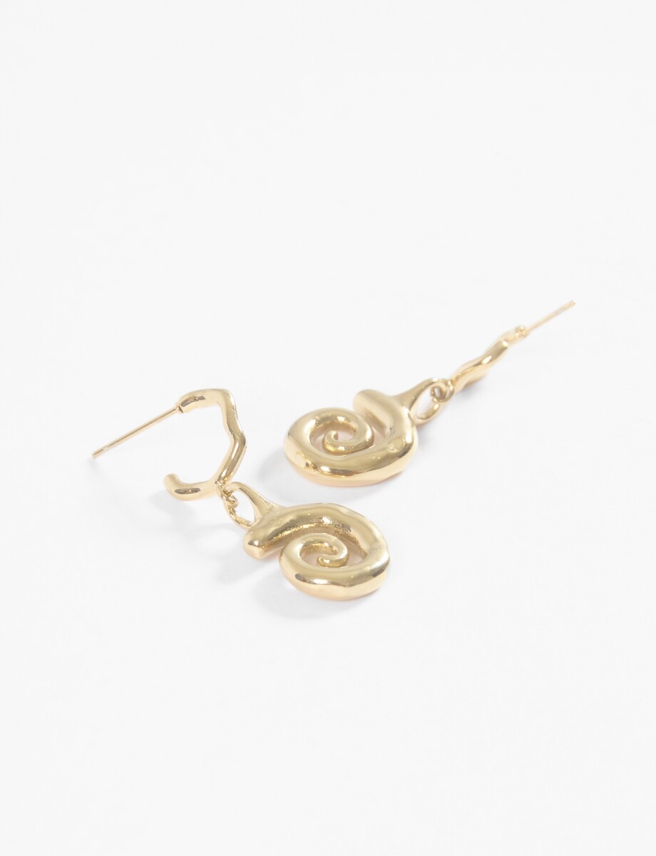 Aros acero con dije espiral - dorado 