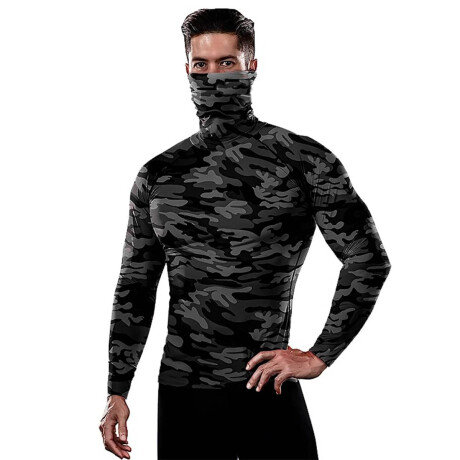 Set X2 Remera Térmica Deportiva Cuello Alto P/ Hombre Negro-Militar