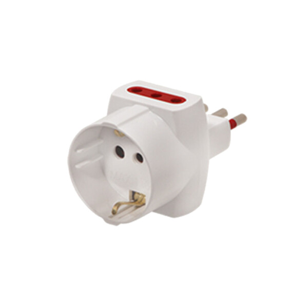 Adaptador ficha 2P+T y 1 schuko + 2 tres en línea ELE01454
