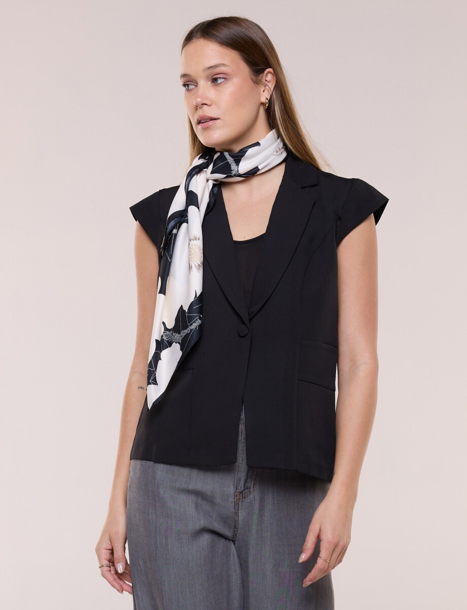 Pashmina Flores - Negro/crudo 