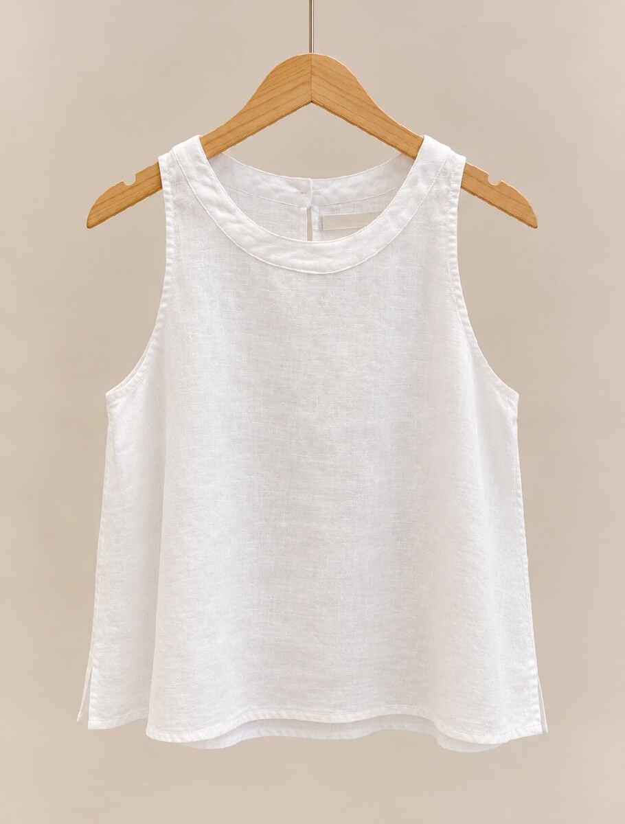 Musculosa Pat - Lino Blanco 