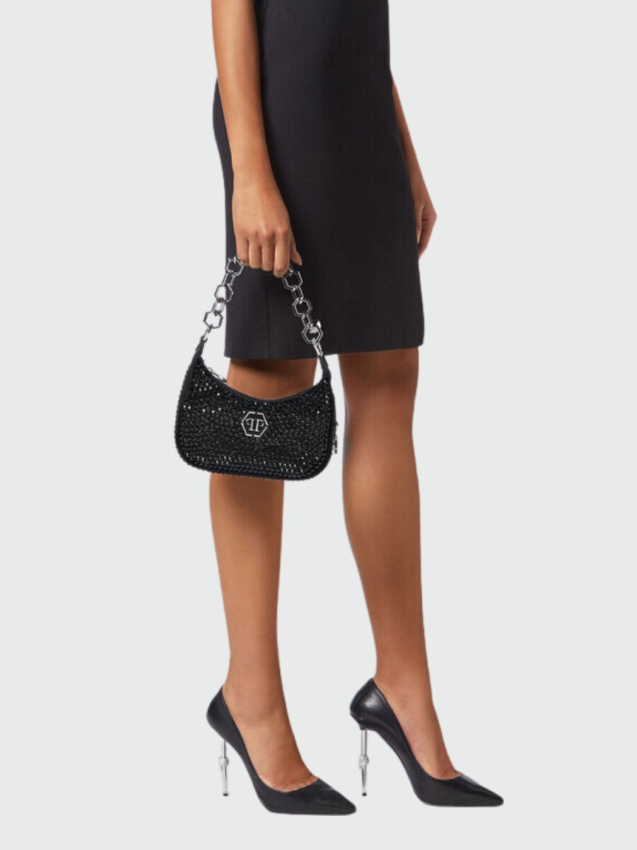 PHILIPP PLEIN - bolso de hombro negro con cristales - Negro 