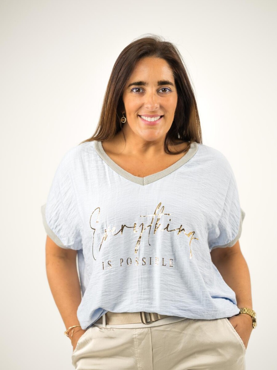 Blusa viscosa con lurex dorado Celeste