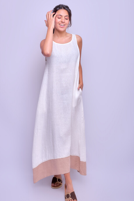 Vestido Toledo Blanco con Beige