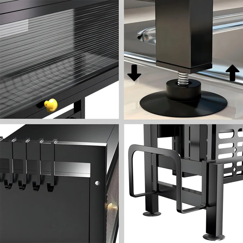 Escurridor de Vajilla Rack Lumax con Puerta 65x30x78cm Negro
