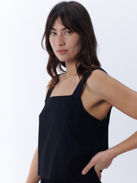 Top escote recto Negro
