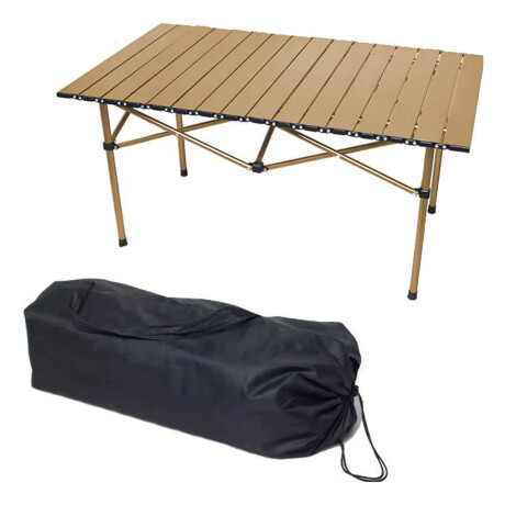 Mesa Grande Camping Aluminio Plegable Compacta Con Bolso Beige