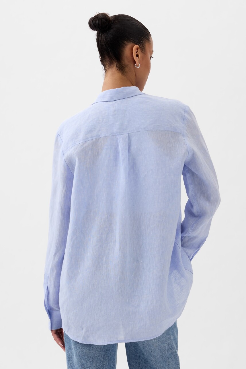 Camisa Boyfriend De Lino Mujer Resolution Blue