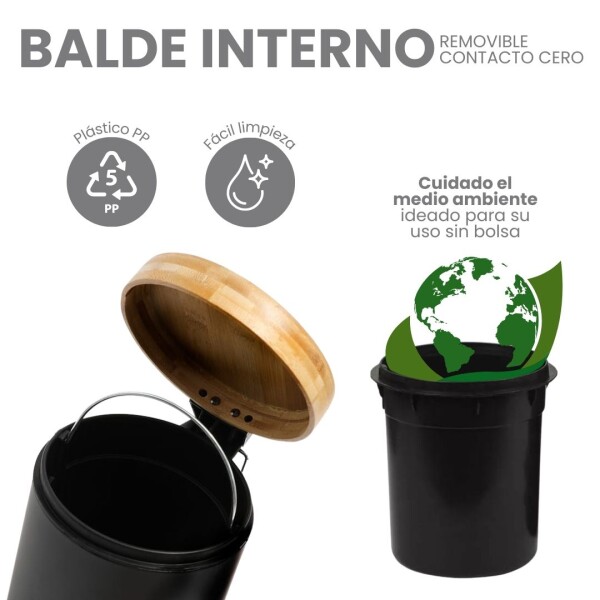 Cesto de basura 5 Litros Residuos Papelera Extraíble Acero Inoxidable Negro cb001 Cesto de basura 5 Litros Residuos Papelera Extraíble Acero Inoxidable Negro cb001