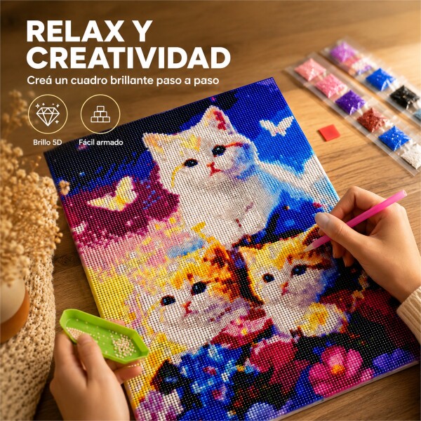Kit de Pintura Diamante 5D Gatitos 40 x 30 cm DISENO2