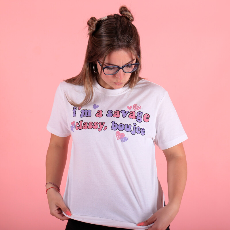 Remera de Mujer You are the tik to my tok I am a Savage PCaruso Blanco