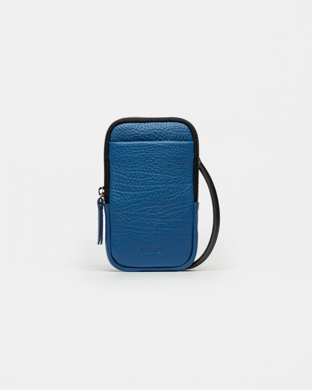Porta Celular Pia En Cuero Graneado Azul