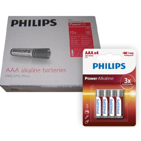 Pack de 12 Blister de Pilas Alcalinas Philips Aaa X 4 001