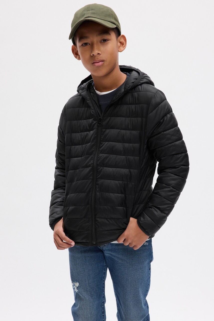 Campera Puffer Liviana Niño Black 1