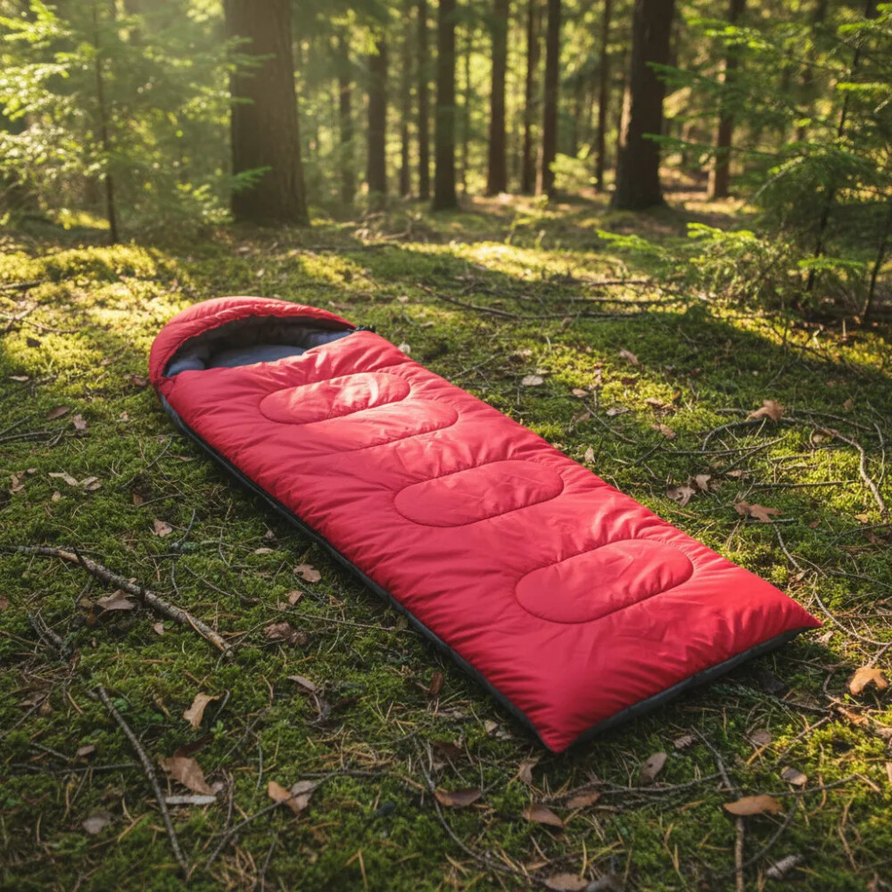 Sobre Bolsa De Dormir Con Capucha Camping ROJO