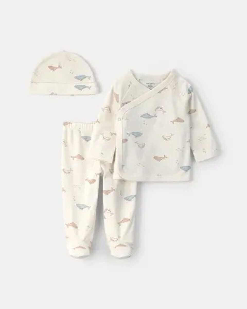 Primer muda Carters ballenas bata, pelele y gorro 