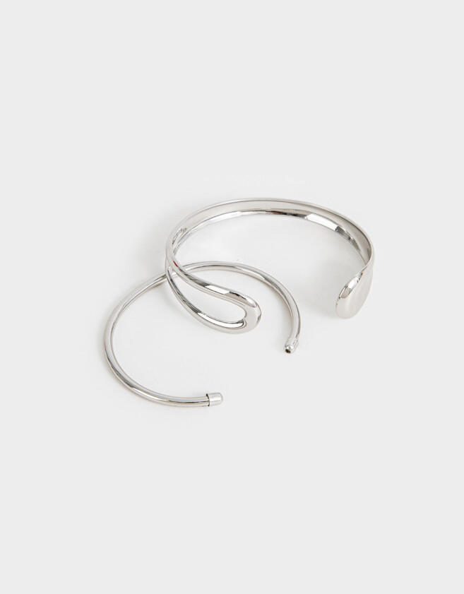 Pulseras Rígidas Sets Metal Pulseras Rígidas De Metal - Plateado