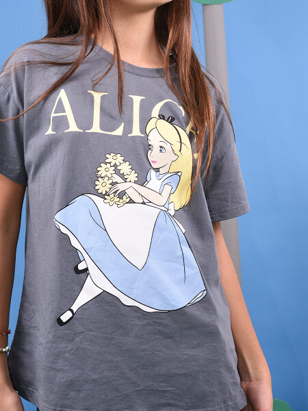 REMERA ALICE GRIS OSCURO