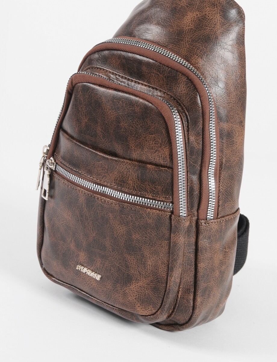 Riñonera cruzada cracked - marrón 