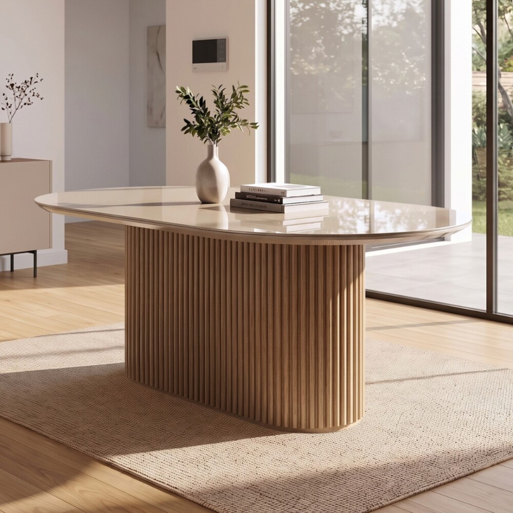 Mesa de Comedor Oval 1.6 - Liz Blanco/Marrón