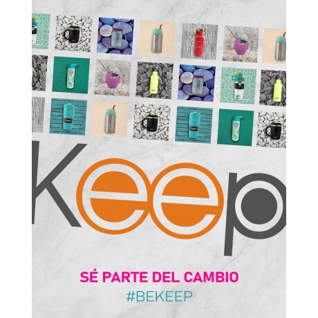 Termo bala Keep Rubber 1 Litro en acero inox. Plateado