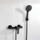 Grifería duchero teléfono + Soporte + Colilla baño NEGRO