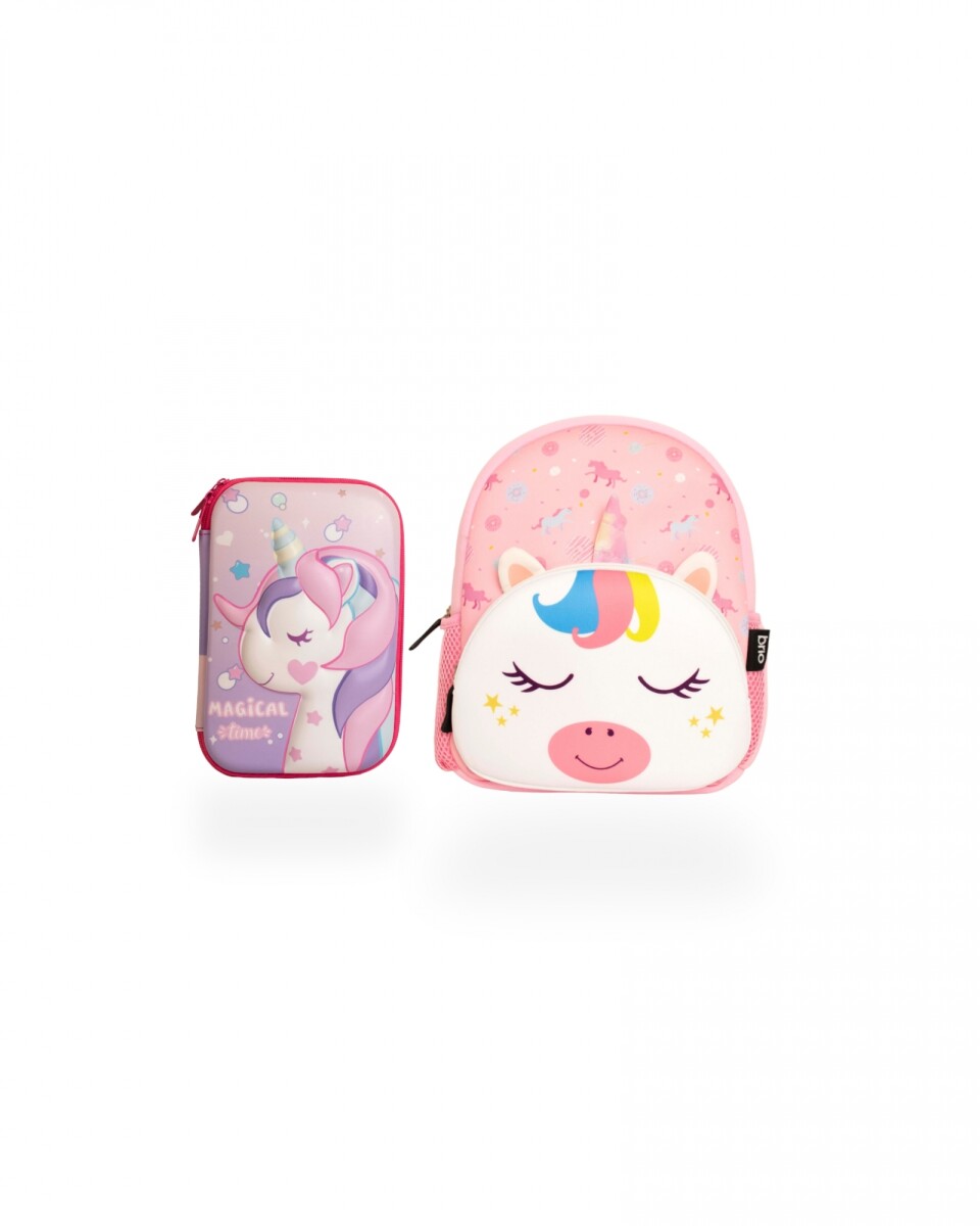 Set de mochila infantil de neopreno y cartuchera con divisiones brio - set-magicpony-unicornio 