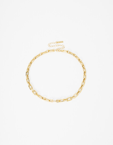 Collares Cortos Metal Collar Corto Eslabon Metálico. - Dorado