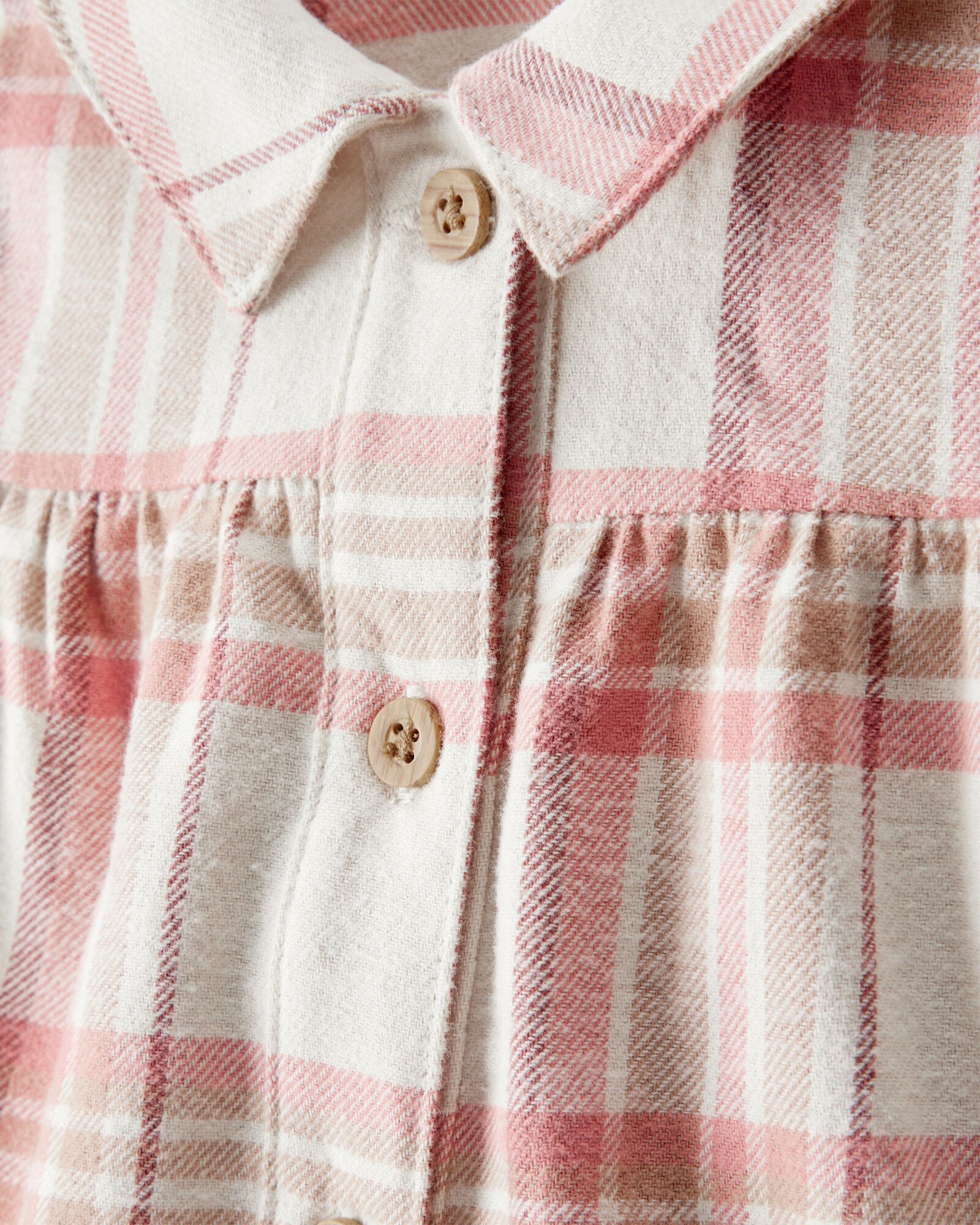 Vestido de franela y vincha, diseño a cuadros Sin color