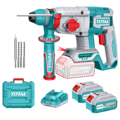 Rotomartillo A Bateria 22mm 20v Brushless C/ 2 Bat 4.0Ah + Cargador + Accesorios + Valija Rotomartillo A Bateria 22mm 20v Brushless C/ 2 Bat 4.0Ah + Cargador + Accesorios + Valija