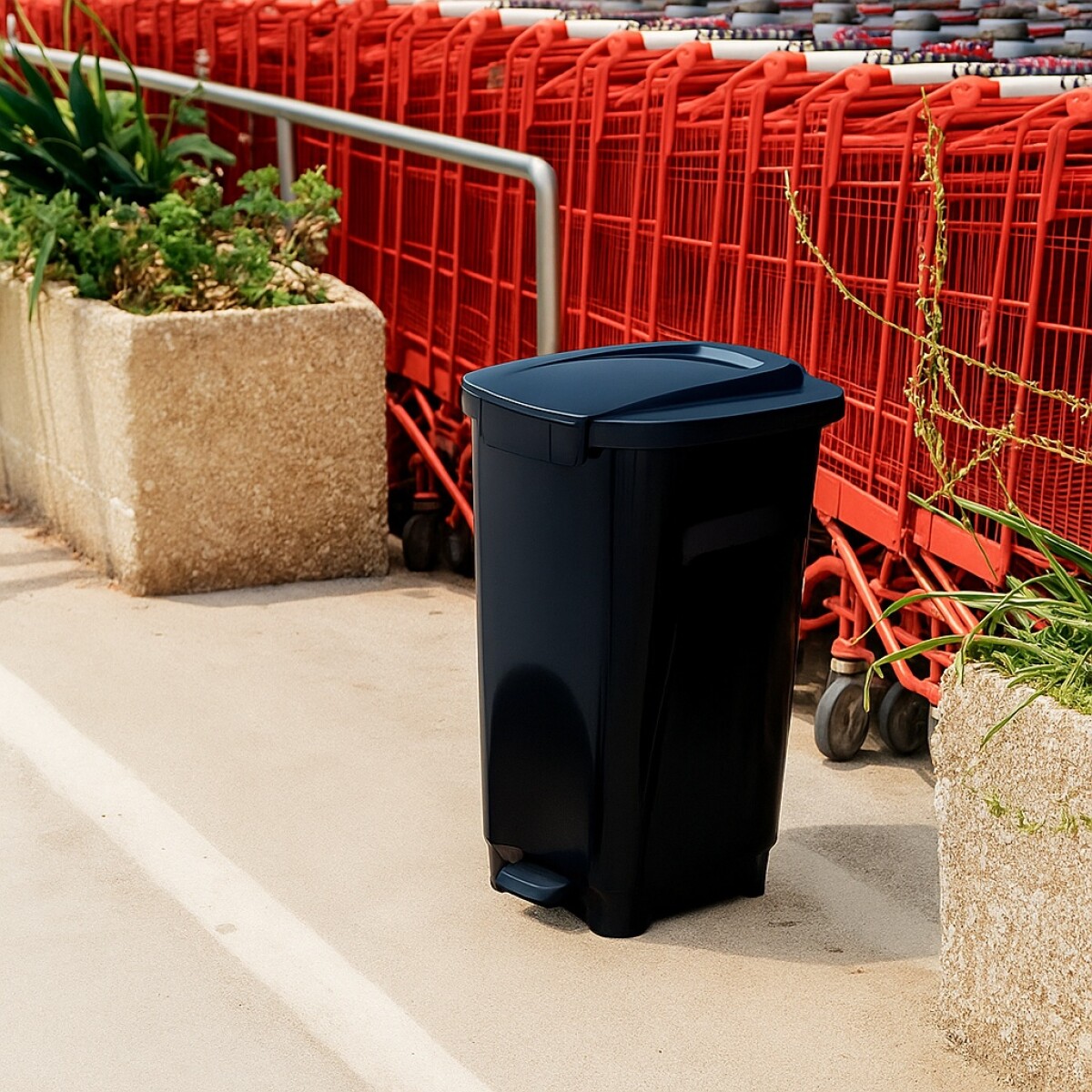 Papelera Tacho Basura Tramontina T-Force 50 litros Negro - NEGRO 