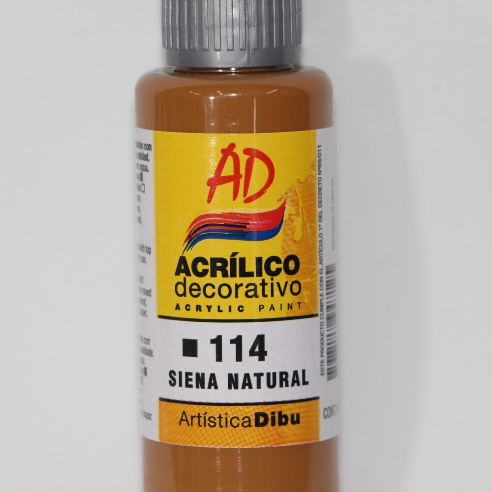 PINTURA ACRILICA ARTISTICA DIBU 60 ML. DIFERENTES COLORES COLOR SIENA NATURAL 114