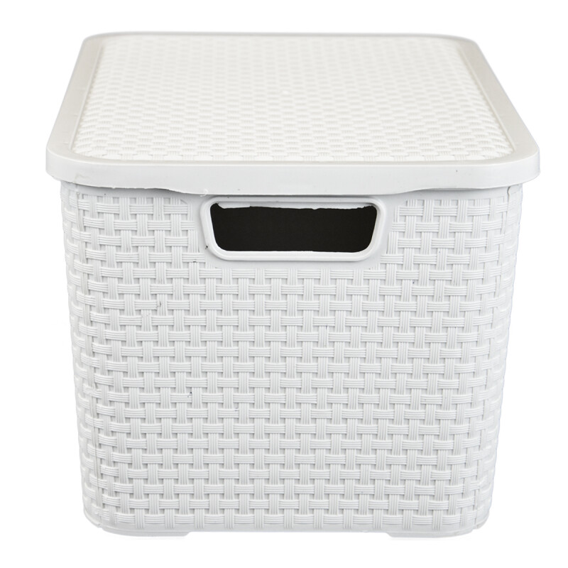 Caja organizadora plástica simil ratán 7 lts BLANCO