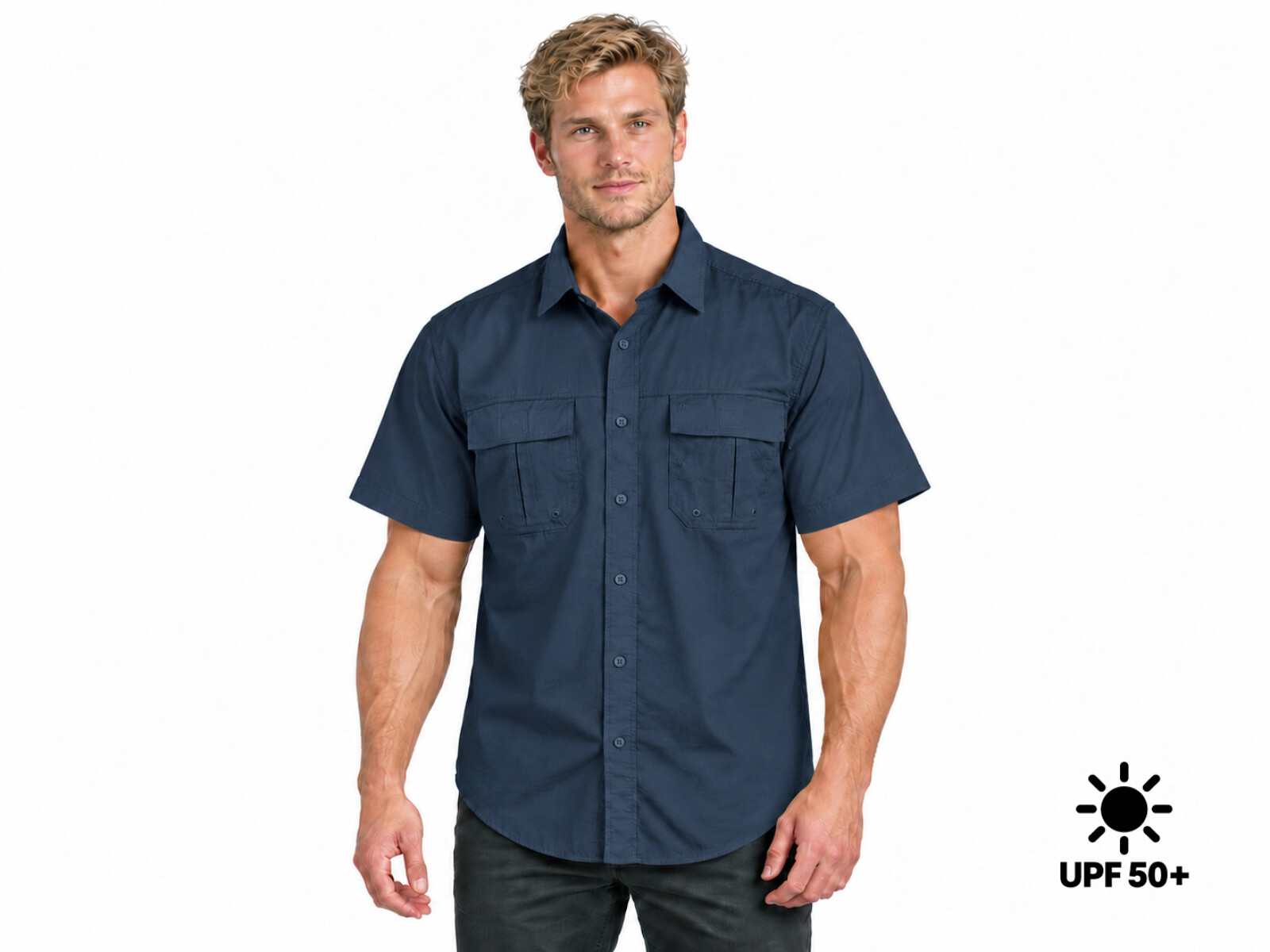 CAMISA HUNTER M CORTA UV+50 - Azul 