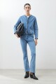 Chaqueta de jean con detalle trenzado jean medio