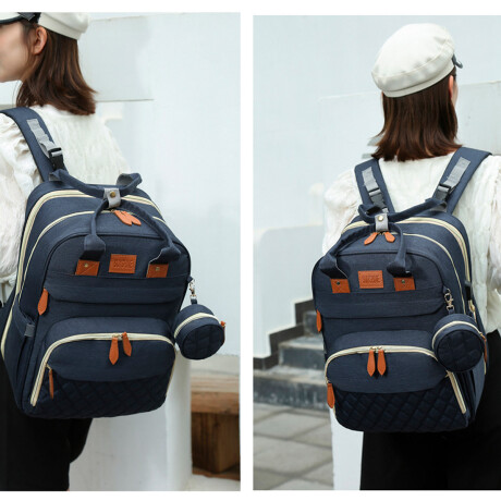 Mochila Bolso Maternal Con Cuna Bebé Cambiador Azul