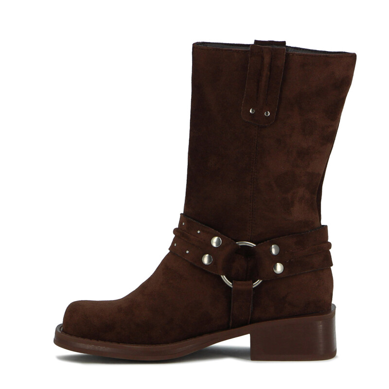 Botas Mujer Darkness Caña Media Y Taco Bajo Cafe