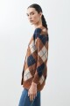 Cardigan con jacquard rombos azul marino