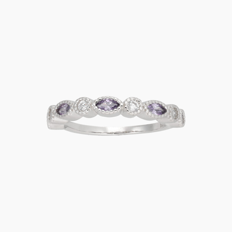 Anillo en Plata 925 con circonias blancas y violetas Anillo En Plata 925 Con Circonias Blancas Y Violetas